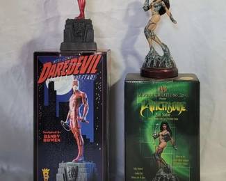 2 Limited Edition Superhero Mini Statues Daredevil Marvel Comics Witchblade Moore Creations