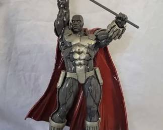 1990s Hand Painted Steel Superman Superhero Statue with Homemade Wooden Base DC Comics