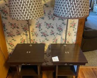 2 End Tables with Built in Lamps