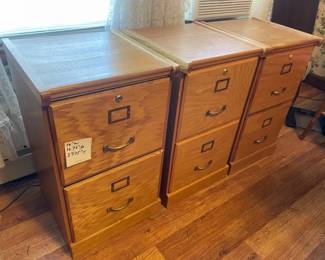 3 Wood Filing Cabinets
