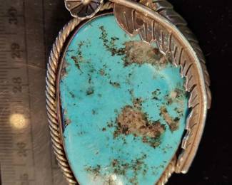 Wonderful turquoise pendant from 1970s Arizona artist