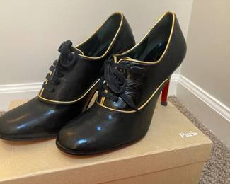 Christian Louboutin Laced Heels with Gold Piping
