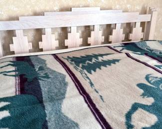 King bed frame in southwestern style; SpringAir ComfortFlex Ciello pillowtop king mattress