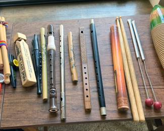 Assorted recorders, wood instruments