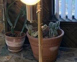 MCM brass + glass floor lamp