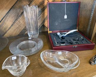 Glasswares + Rabbit wine opener with box + accessories