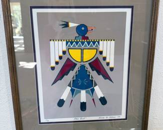 Four thunderbird screen prints, signed + numbered by Anna M. Adams, 1984