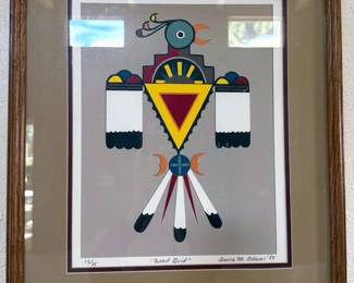 Four thunderbird screen prints, signed + numbered by Anna M. Adams, 1984