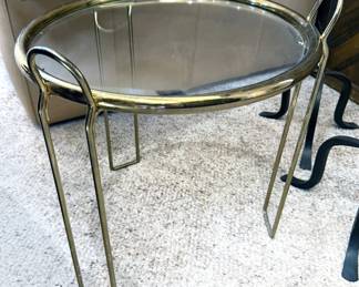 Brass + glass side table