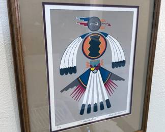 Four thunderbird screen prints, signed + numbered by Anna M. Adams, 1984