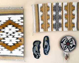 Navajo rugs/wall hangings, kokopelli wall art