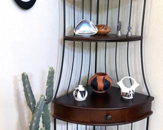 Corner baker's rack, assorted decor