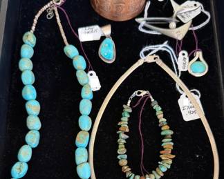 Assorted turquoise jewelry
