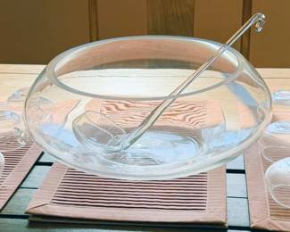Modernon 14 piece glass punchbowl set with original box