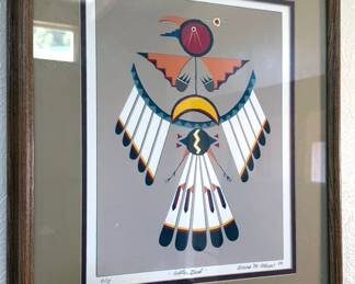 Four thunderbird screen prints, signed + numbered by Anna M. Adams, 1984