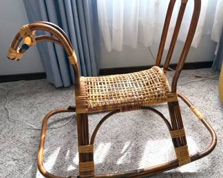 Wicker rattan rocking horse
