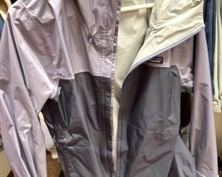 Women’s clothing size S/M: sweatshirts, t-shirts, Patagonia rain jacket, North Face jacket, puffer vests, blouses, suit jackets, dresses