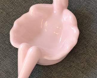 pink Mosser Glass Bathing Beauty Dish, a hand-pressed art glass 