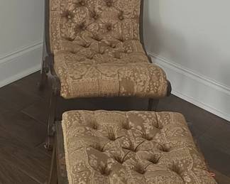 Japanese Obi Style Slipper Chair (set of 2) and Ottoman
