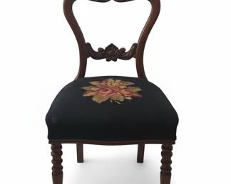 Victorian Needle Point Balloon-Back Side Chair