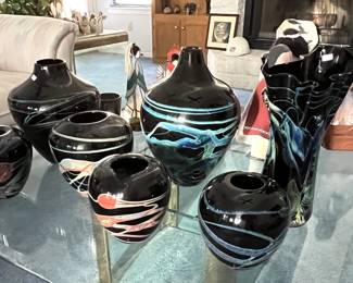 Assorted Wimberley Glass Works vases