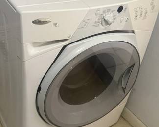 White Whirlpool Duet Sport HT front-loading washing machine