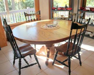 Oak Table, 4 Hitchcock Style Chairs