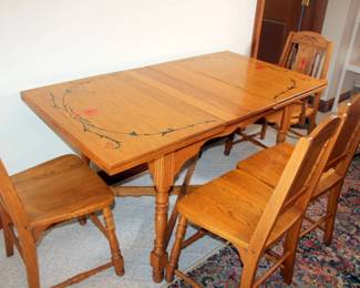 Vintage Stenciled Table with 4 Chairs