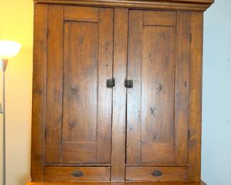 Antique Primitive Pine Step-Back Cupboard