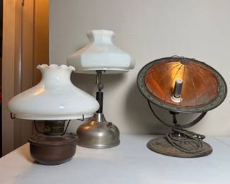 Vintage heater and lamps including Coleman