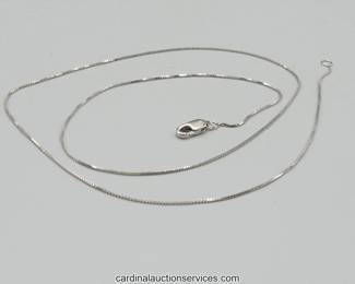 Lot 113: 10k white gold box chain necklace, 17 inch