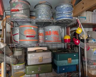 Minnow buckets and tackle boxes