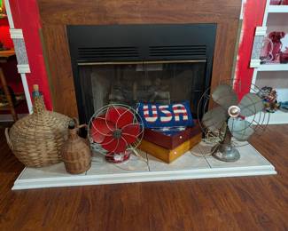 Antique fans and demi johns