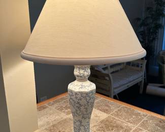 Pair of Blue & White Porcelain Table Lamps, 