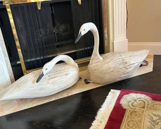 Large vintage wooden swans