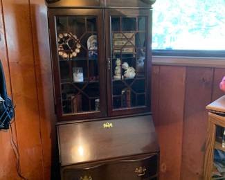 Jasper Drop Front Secretary Desk with Display Cabinet