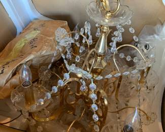Brass and Crystal Chandelier
