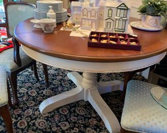 Dining Room Table Painted White Base with Natural Top