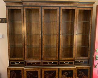 Drexel El Cetera Asian Chinoiserie Breakfront China Display Cabinet