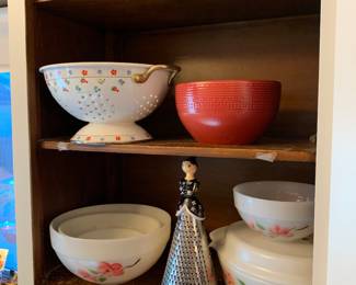 Vintage Kitchenware including Fireking Peach Blossom