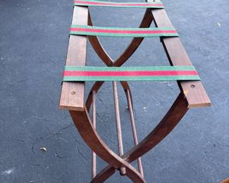 wooden luggage rack