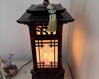 Korean Wood and Hanji Paper Pagoda Style Table Lamp