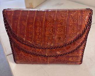 Vintage Genuine Alligator Skin Clutch Purse, Made in Cuba