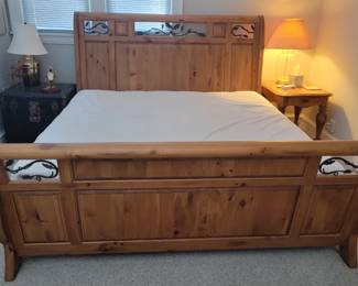 PRESALE - $150 PINE WOOD KING SLEIGHBED & $200 KING STEARNS AND FOSTER MATTRESS AND BOX SPRINGS