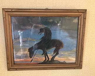 Framed 1920's print "End of the Trail", James Earl Fraser