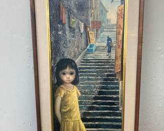 Large framed Walter Keane print, "Girl of China"