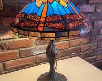 Leaded, stained glass Dragonfly lamp
