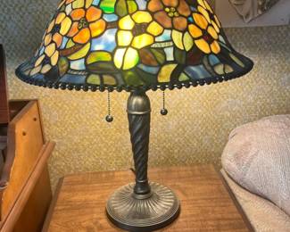 Leaded, stained glass lamp