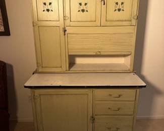 Hoosier cabinet with the tambour rolled up, ready for flour, sugar and grandma's secret recipes.
