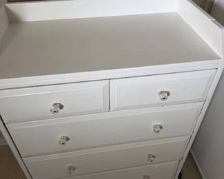 Another angle on the white chest. Bedroom storage made pretty.